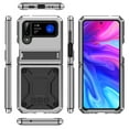 thumbnail image 6 of Dteck Samsung Galaxy Flip4 Case, Galaxy Z Flip3 5G Case with Stand, Metal Bumper Silicone Case Hybrid Military Shockproof Heavy Duty Rugged case for Samsung Z Flip3/Flip4, Silver, 6 of 8