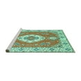 thumbnail image 2 of Ahgly Company Machine Washable Indoor Square Medallion Turquoise Blue Traditional Area Rugs, 5' Square, 2 of 4
