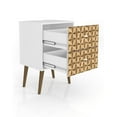 thumbnail image 3 of Manhattan Comfort Table de Chevet Moderne 2 Tiroirs, Blanc/3d Marron, 3 of 8