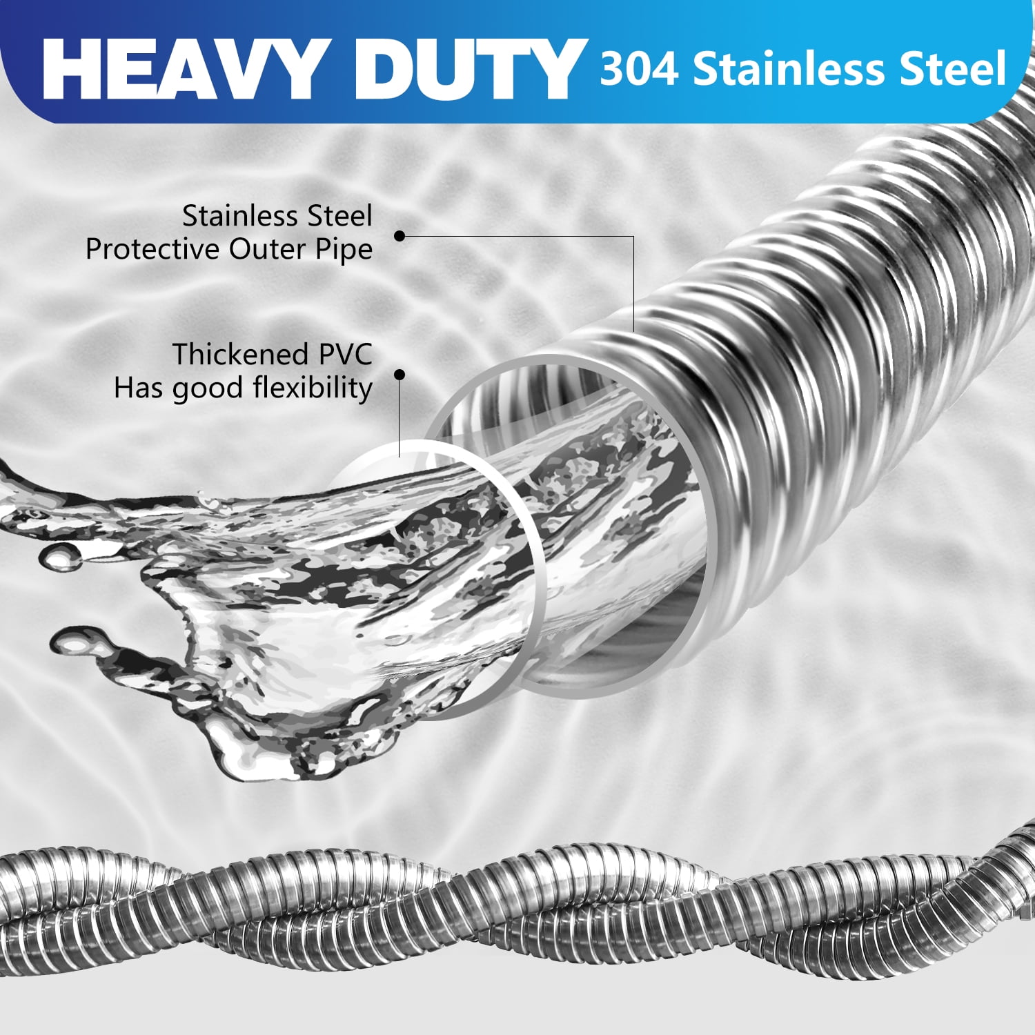 Metal Garden Hose 25 ft – 304 Stainless Steel Water Hose with Nozzle Sprayer, Garden Hoses Flexible, Lightweight, No Kink Garden Hose, Heavy Duty for Outdoor (25 FT)