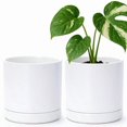 thumbnail image 2 of Set Of 2 Plants Pots 6.5 Inch Ceramic Planter Pot For Plants With Drainage Hole And Saucer White 94-V-C-1, 2 of 8