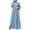 Blue, variant on Fesfesfes Women Buttons Mu-slim Robe Loose Long Sleeve Dress Solid Ankle-length Dress Long Robe