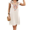thumbnail image 5 of Higustar Dress for Women Plus Size Short Sleeve V Neck Midi Dresses Summer Fall Casual Maxi Boho Floral Embroidered Flowy Peasant Petite Dress-759/Black-M, 5 of 6