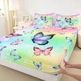 thumbnail image 3 of Homewish Colorful Butterflies 4 Pieces Queen Sheet Sets For Children Kids Teens,Dreamy Princess Ultra Soft Flat Sheet,Abstract Gradient Ombre Queen Fitted Sheet,Luxury Bedroom Decor, 3 of 7