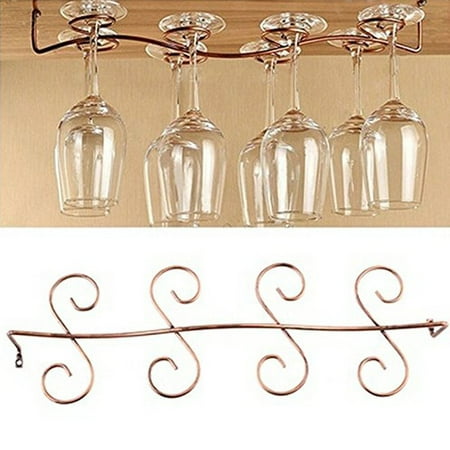 Bar Glass Racks For Home Bar Smarit Under Cabinet Wine Glass Rack Stemware Holder for Home Bar, Holds up to 8 Glasses ()