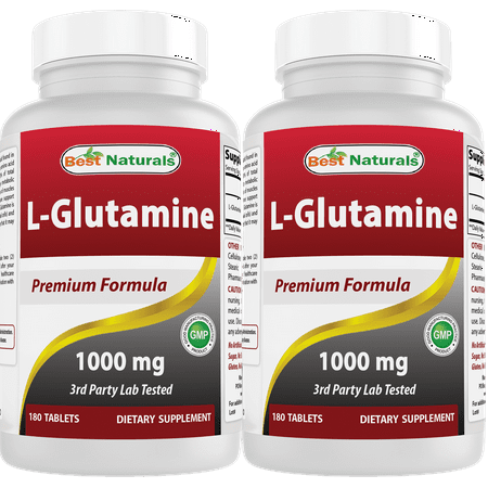 2 Pack Best Naturals L-Glutamine 1000 mg 180 Tablets