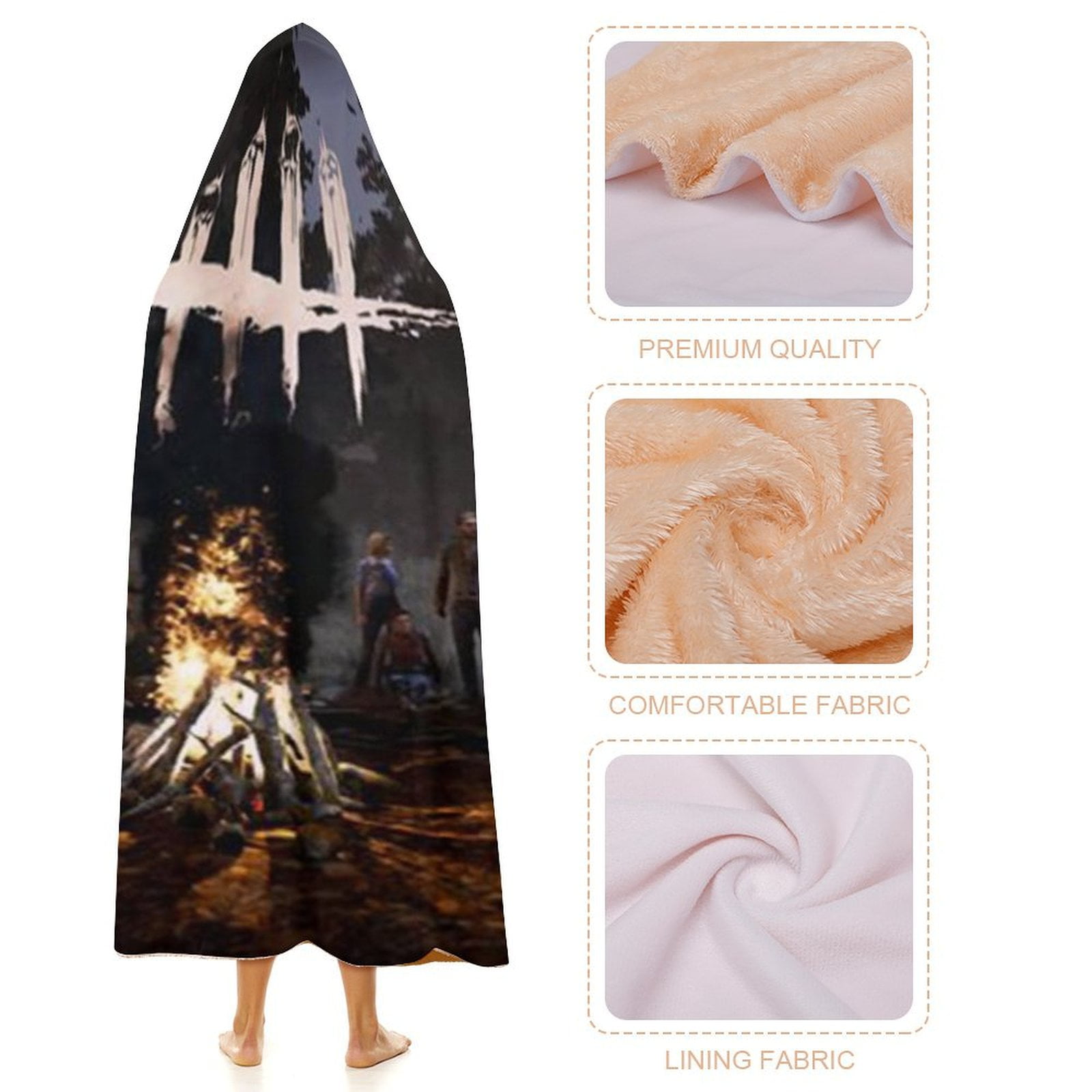 Dead by Daylight DBD Wearable Blanket Cloak Arctic Velvet Hooded Blanket Soft Fuzzy Hoodie Blanket Cape for Adults Kids 50"x60"