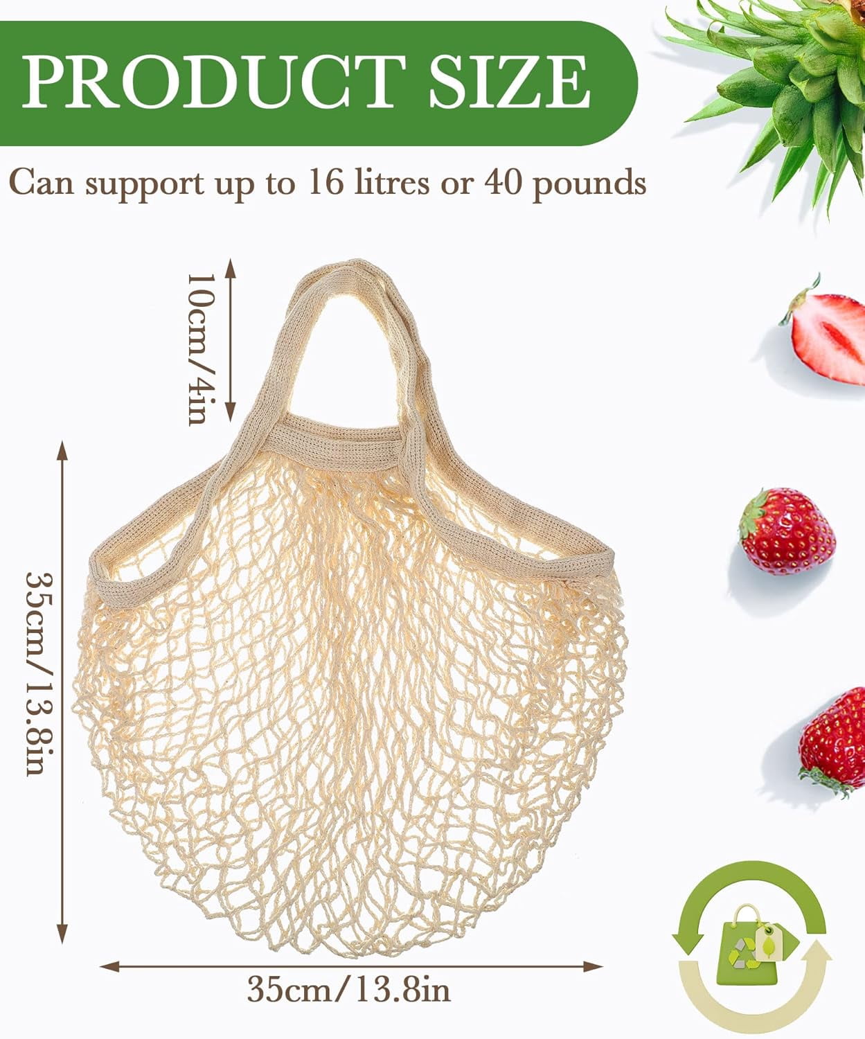 YEKEYI 12 Pcs Reusable Mesh Grocery Bag Portable Cotton Produce Container Washable Net Mesh Reusable Tote Bag with Handle