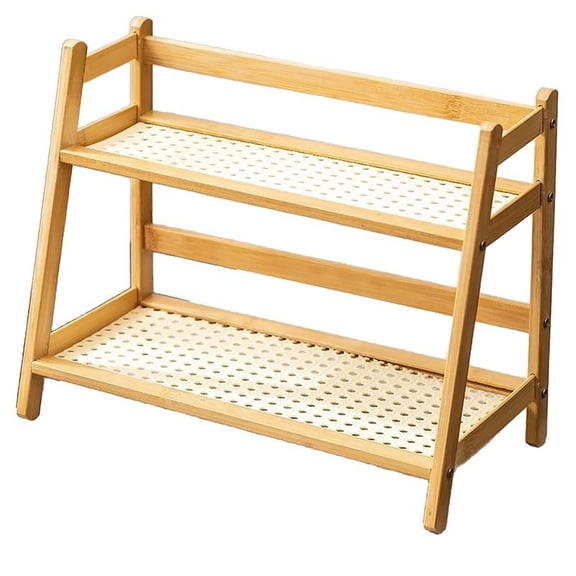 Stylish Double Layer Wood Storage Rack for Kitchen & Office Organization, Space-Saving Countertop Mug and Condiment Organizer, Elegant and Durable Design