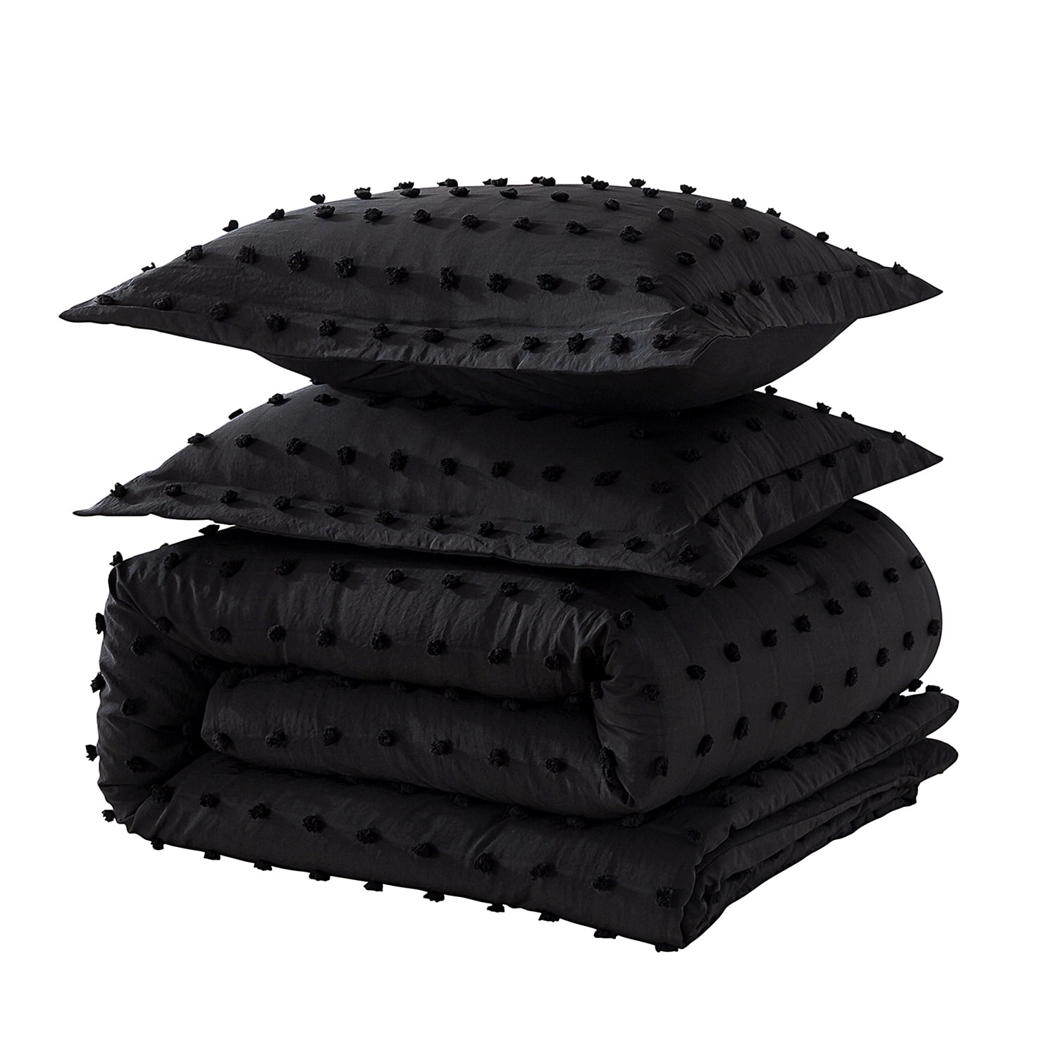 NC King Comforter Sets With 2 Pillow Shams, 3 Piece Soft Bedding Set, Black