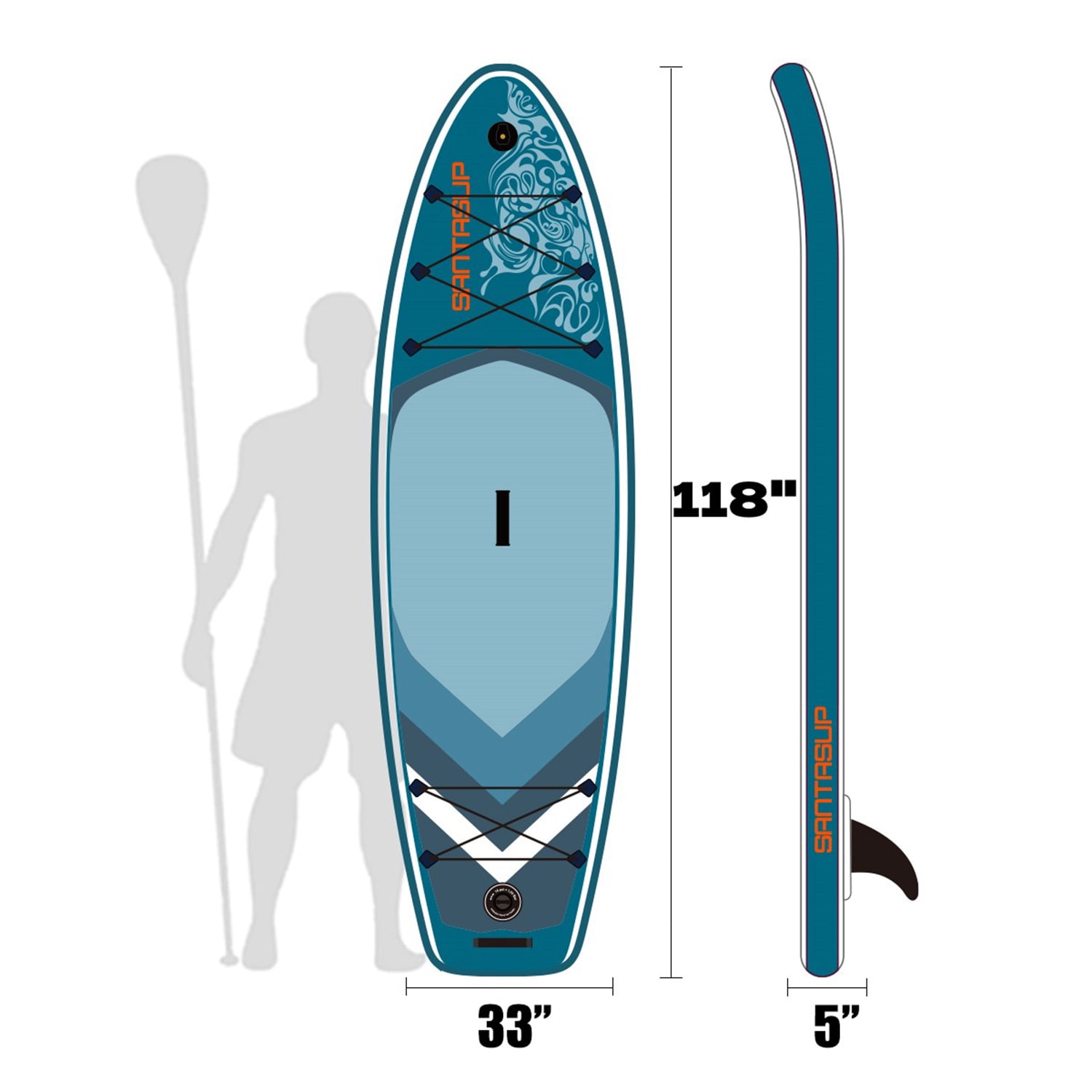 Kadyn Inflatable Stand Up Paddle Board with 1 Fin, Pump, Safety Leash, Backpack and Removoble Paddle, Sroteeup Pattern, Antique Blue Green Kadyn Inflatable Stand Up Paddle Board with 1 Fin, Pump, Safety Leash, Backpack and Removoble Paddle, Sroteeup Pattern, Antique Blue Green