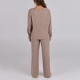 thumbnail image 6 of qolati Women's Two Piece Outfits Sets Ribbed Knit Casual Long Sleeve Crewneck Pullover Tops and Wide Leg Pants Lounge Sets Khaki XXL 12, 6 of 6
