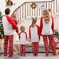 thumbnail image 4 of Matching Family Christmas Pajamas Plaid Long Pants Tops Vacation Pjs Sets Sleepwear Couple, 4 of 6