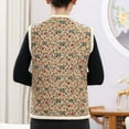 thumbnail image 5 of Oplxuo Women's Fuzzy Sherpa Quilted Vest Floral Print Button Down Waistcoat Sleeveless Gilet Jacket Outerwear with Pockets, 5 of 5