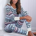 thumbnail image 3 of Ensemble de Pyjamas de Noël pour Femmes Imprimé Xmas Col Rond Hauts Pantalons Vêtements de Nuit Pjs, 3 of 3