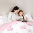 thumbnail image 4 of spefrowx Simple Line Shell Twin Comforter Sets for Girls, Pink Dot Starfish Coastal Bedding Set, Pink Reversible, 2pcs, 1 Comforter and 1 Pillowcase, 4 of 6