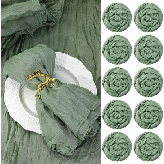 10 Pieces Gauze Cheesecloth Napkins 20×20 Inches Wrinkled Gauze Table Napkins Cheese Cloth Napkins for Wedding Baby Shower Birthday Party Easter Decor (Sage Green)