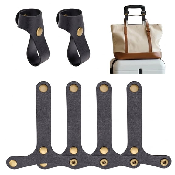 6 Pack PU Leather Luggage Straps, Add-A-Bag Travel Belts, Practical Luggage Accessories for Carry On Bags and Tote Bags