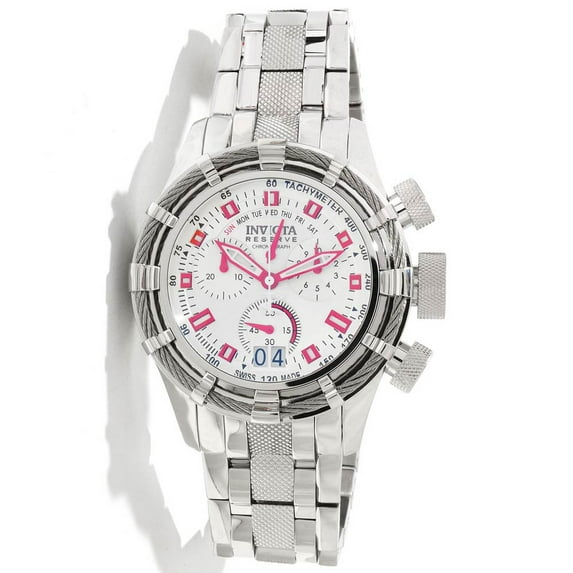 Invicta Men's 11934 Reserve Bolt Chronograph Red Accent Silver Dial Stainless Steel Bracelet Dive Watch