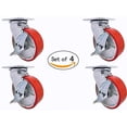 thumbnail image 3 of 6" X 2" Swivel Caster Set - Heavy Duty Polyurethane Wheel on Steel Hub with Top Lock Brake - 1,200lb ea (4) Tool Box Set, 3 of 3