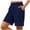 Navy, variant on Zynoxe Ladies Cargo Shorts with Pockets Solid Color Knee-Length Hiking Shorts Women Casual Fashion Button and Zipper Shorts S
