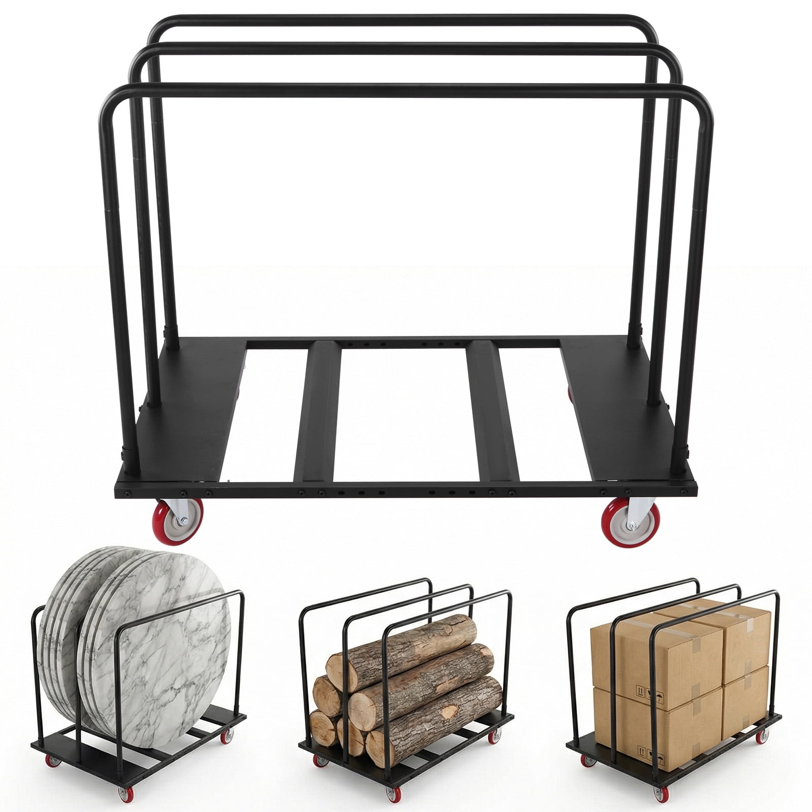 golytefs Folding Table Cart Heavy Duty Table Dolly with Pu Swivel Wheels 1800 Lbs Drywall Dolly Cart for Party Events Hotel Factory Warehouse