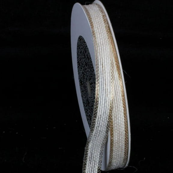 The Ribbon People White and Gold Edge Wired Craft Ribbon 0.5" x 80 Yards