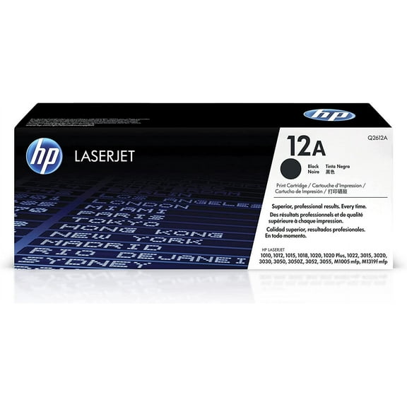 12A Black Toner Cartridge | Works with HP LaserJet 1010, 1020, 3015, 3020, 3030, 3050 Series; HP LaserJet MFP M1005, M1319 Series | Q2612A