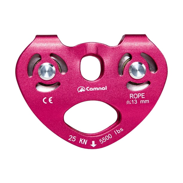Polea doble de escalada de 25 kN, poleas de cuerda de aluminio pequeñas de uso general para roca rojo