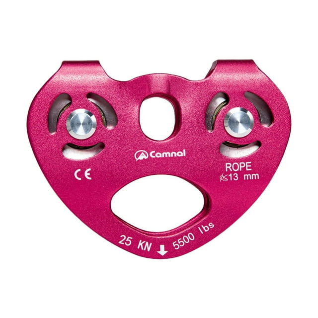 Polea doble de escalada de 25 kN, poleas de cuerda de aluminio pequeñas de uso general para roca rojo