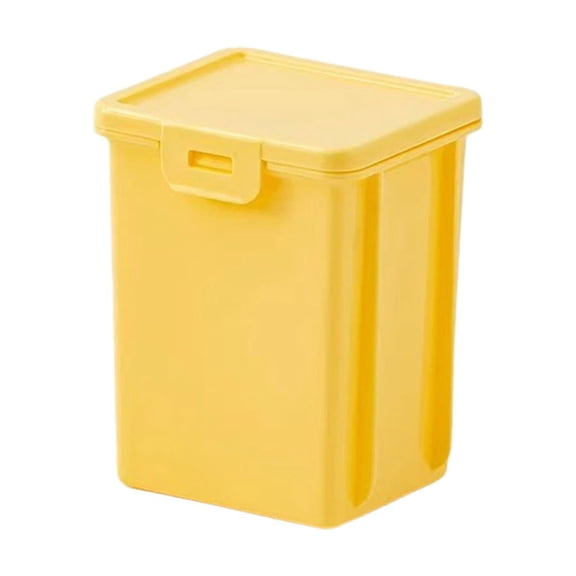 Beautynvta Small Storage Bins with Lids, Plastic Containers for Desktop, Storing Snacks, Tools, Cosmetics, Toys, Office Supplies and Stationery, 4.53"x3.74"x2.76", Yellow