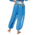 thumbnail image 3 of YONGHS Women's Belly Dance Arabic Performance Harem Pants Chiffon Shiny Beads Tassel Trousers Sky Blue One Size, 3 of 7