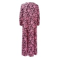 thumbnail image 4 of Women Fashion Dress Boho Print V Neck Strap Loose Half Sleeve Long Casual Holiday Dress Pink XL, 4 of 5
