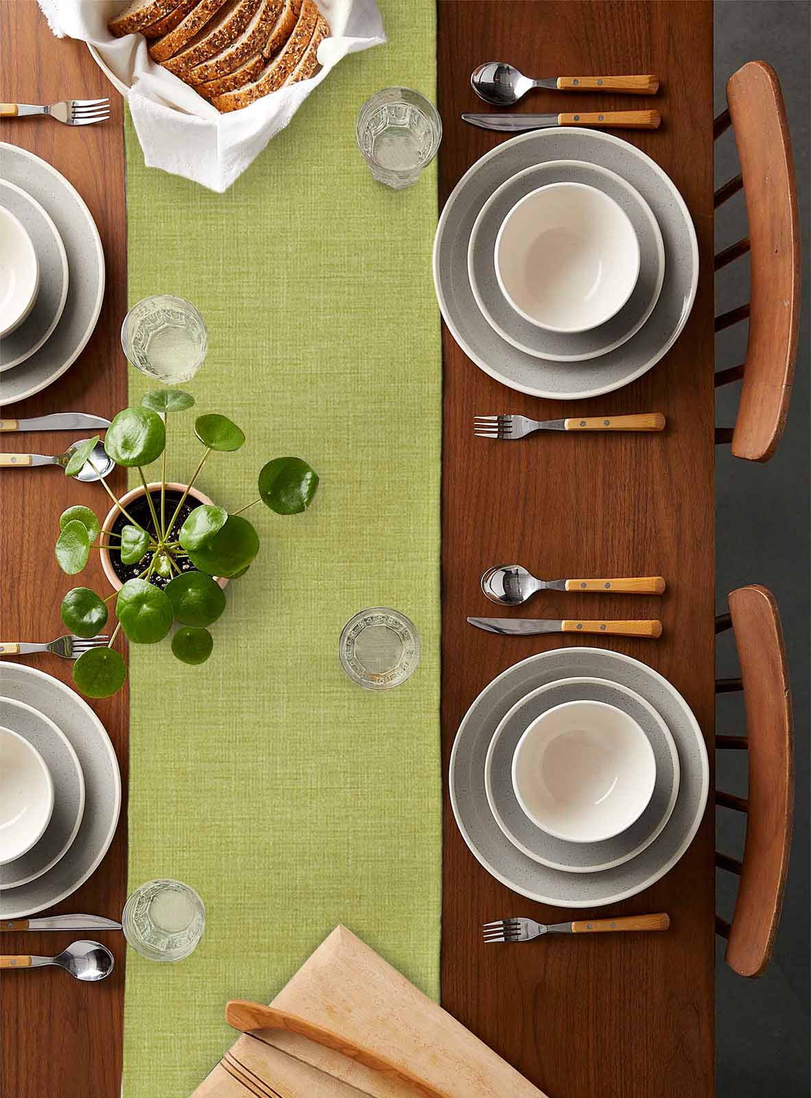 Table Runners 48 Inches Long Dress Scarves, Vintage Fruit Green Farmhouse Kitchen/Dining Table Runner, Short Coffee Tablerunners, Farmhouse Retro Solid Color Linen Texture 13x48 Inch