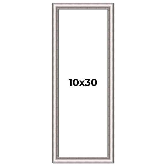 10x30 Frame Silver Real Wood Picture Frame Width 1.25 Inches | Interior Frame Depth 0.5 Inches |