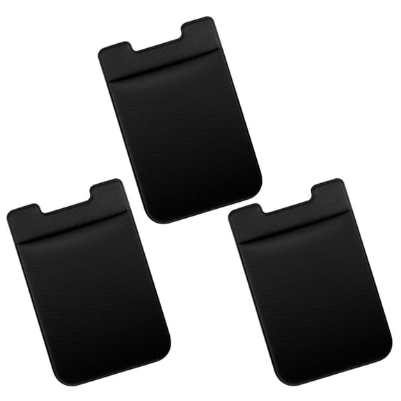 PBPBOX 3Pcs Adhesive Phone Wallet Black Elastic Fabric Durable Cell Phone Holder