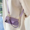 thumbnail image 4 of Korean Crossbody Lanyard Necklace Strap Card Holder Purple Case for iPhone 11 15 13 14 Pro Max X XS XR Max Coin Purse Cover, 4 of 5