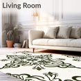 thumbnail image 2 of ODIKA 8'x10' Machine Washable Non-Slip Area Rug, Vintage Floral Damask Motif with Interlocking Vinework High Traffic Rug with Pad, Green, 616553, 2 of 8