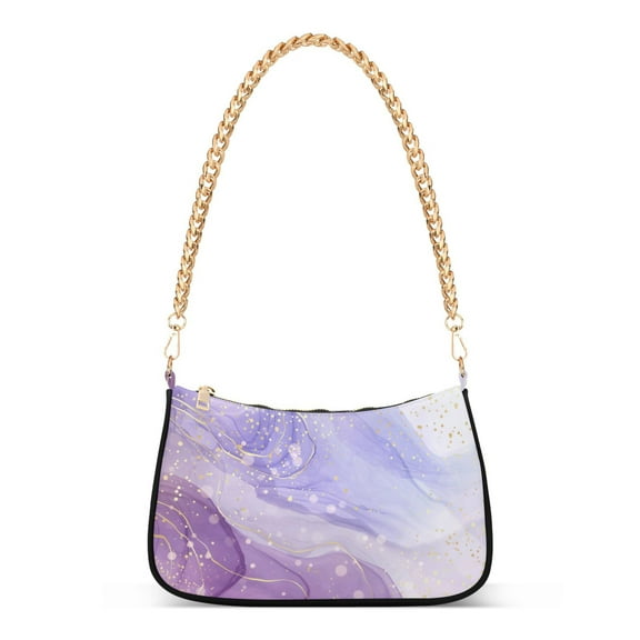 Purple Mauve Marble Womens Chain Shoulder Bag Tote Handbag Clutch Hobo Purse with Zipper for Travel Casual