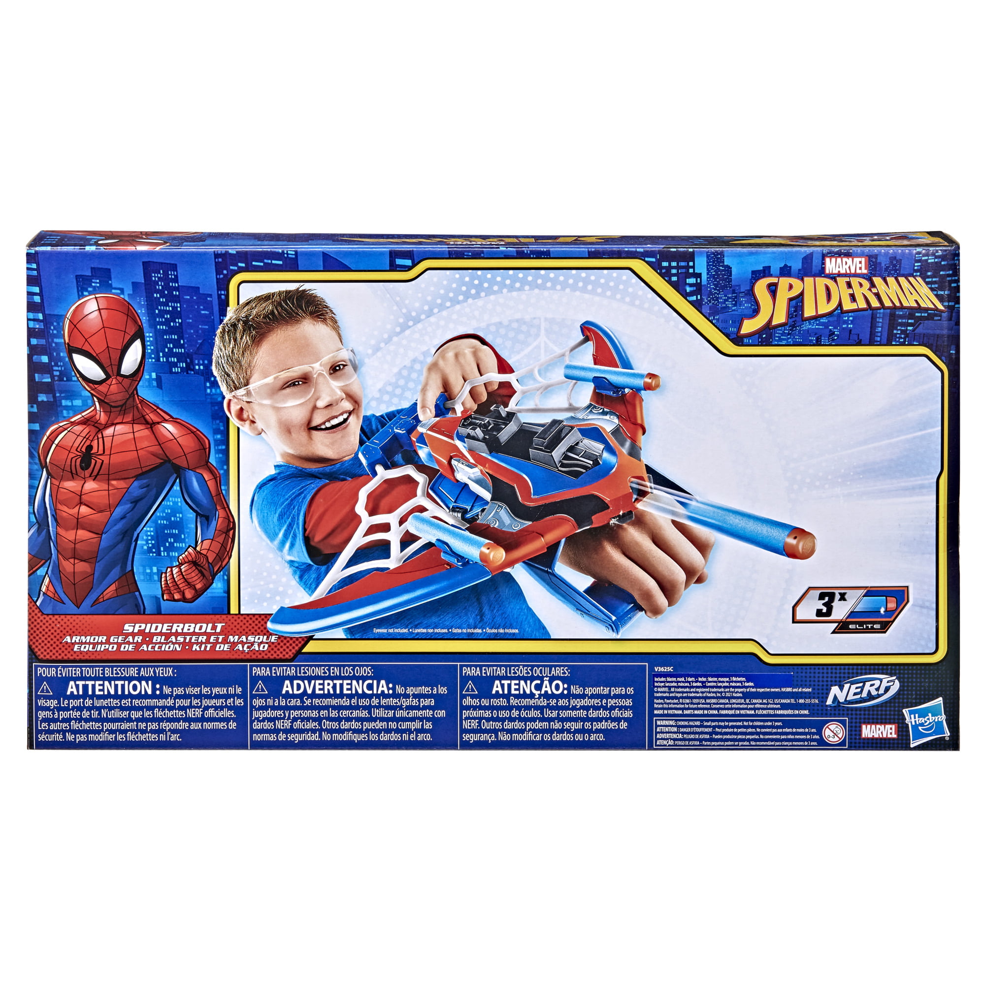 Marvel Spider-Man Spiderbolt Armor Gear Set, Spiderbolt NERF Blaster, Role  Play Mask 