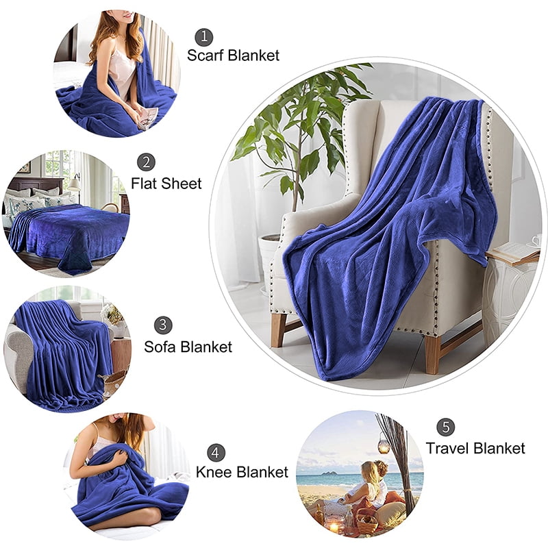 Luxury Flannel Fleece Throw Blanket Soft Warm Home Bed Twin Size Light Purple