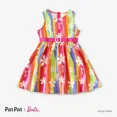 thumbnail image 2 of Barbie Girls Rainbow Creative Stripe Print Graphic Belt Dress Sizes 2-12, 2 of 8