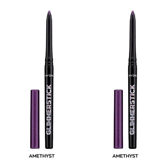 Avon Ultra Colour Glimmerstick Retractable Diamonds Eyeliner, AMETHYST, Waterproof & Smudge-Proof Shimmer Eye Makeup, SET OF 2, 0.012 oz / 0.35 g Each