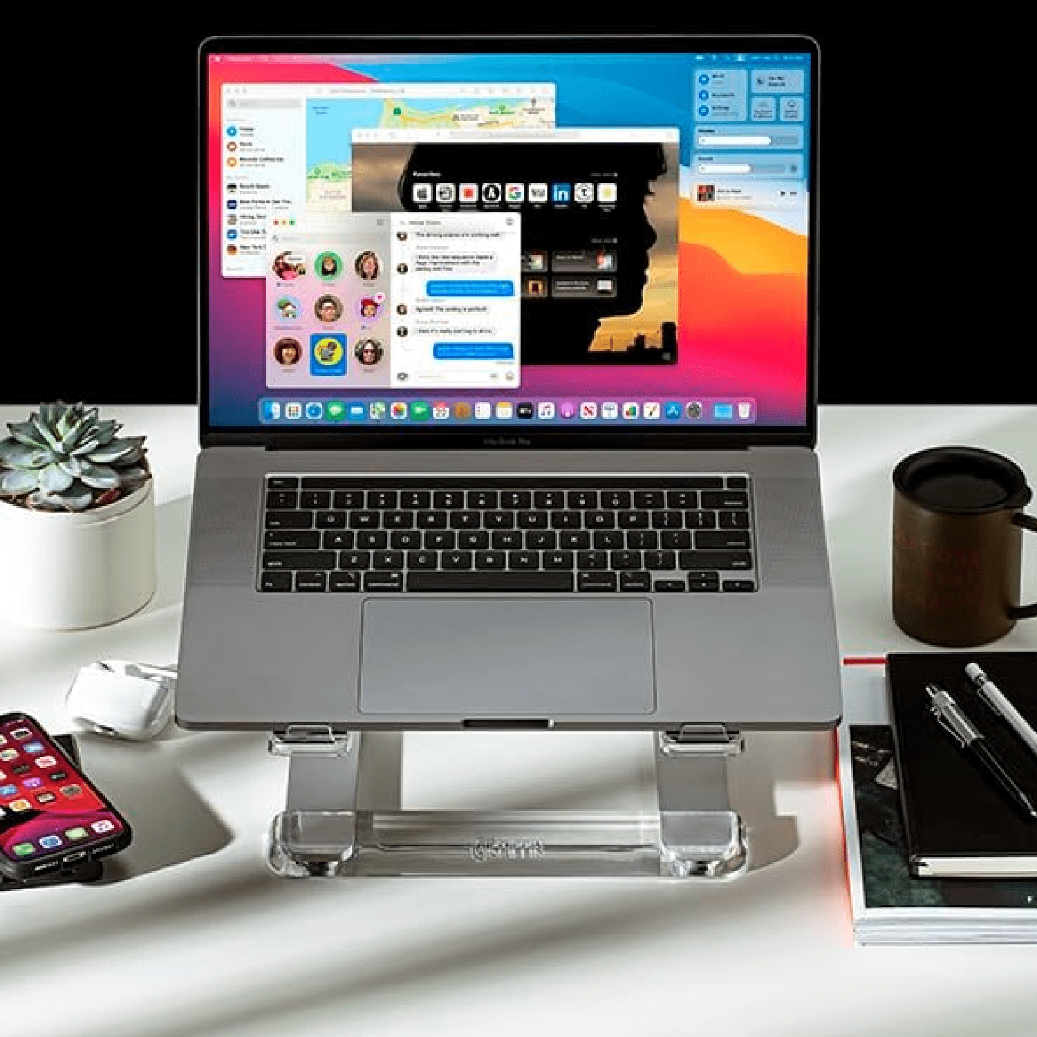 Elevator Laptop Stand - Ergonomic Computer Riser & Laptop Mount Made of Sturdy Brushed Aluminum - Supports Posture & Elevates Workspace with a Minimal Design, Black (2.5 Oz)
