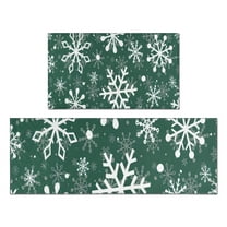 Green Christmas Snowflake Pattern Kitchen Rugs Sets Of 2,Anti Fatigue Kitchen Mat Rugs Non Slip Washable,Decorative Kitchen Floor Mats for Kitchen,Sink,Laundry,17"x30" 17"x47"