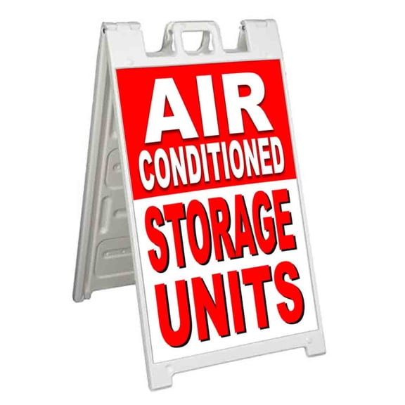 Air Conditioned Storage Units (24" X 36") Standard A-Frame Signicade, Includes Decal Applied To Stand