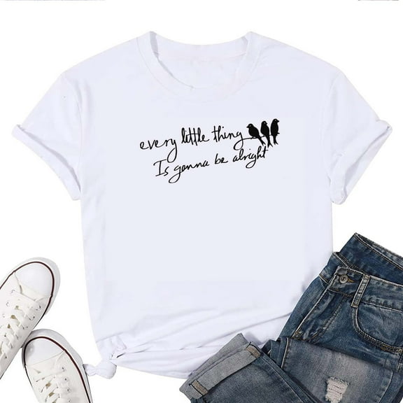 Every Little Thing Gonna Be Alright Women's T-Shirt – Cute Three Little Birds Graphic Tee, Short Sleeve Top