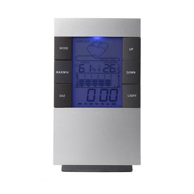 Réveils Numériques, Horloge avec Température Réveil Numérique avec Affichage Météo Lcd Température Humidité Écran Snooze Alarme Gestion Électronique Rappel Réveil Numérique