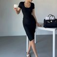 thumbnail image 1 of Vestido ajustado para mujer Estilo sexy Vestido midi de verano para mujer Traje diario de color sólido FLhrweasw Nuevo, 1 of 9