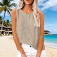thumbnail image 6 of Women Cotton Linen Tank Tops Loose Fit Casual Sleeveless Summer Linen Shirts Lightweight Gauze Crewneck Camisole 2026 20# Beige XL, 6 of 8